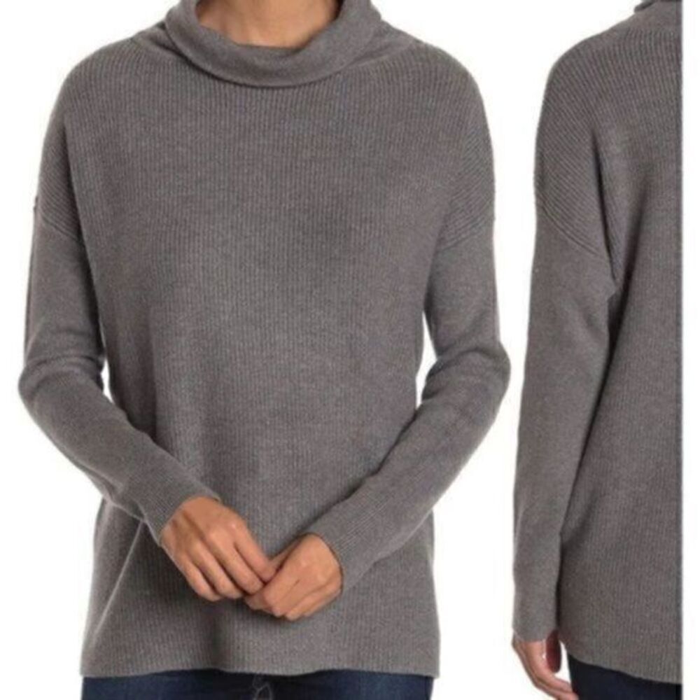 Devotion by Cyrus Nordstrom Cowlneck Ribbed Tunic Sweater XS Charcoal NWT